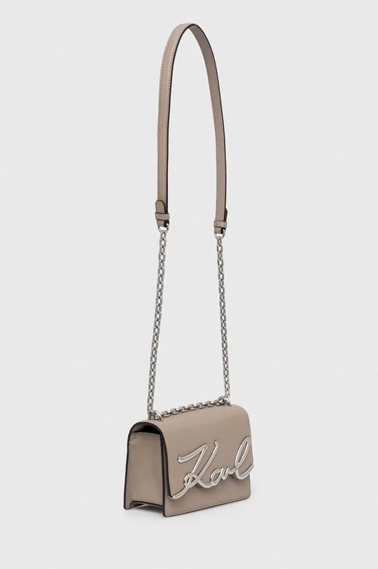 Δερμάτινη τσάντα Karl Lagerfeld γκρί