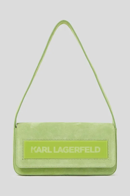 zelená Semišová kabelka Karl Lagerfeld ICON K MD FLAP SHB SUEDE Dámsky