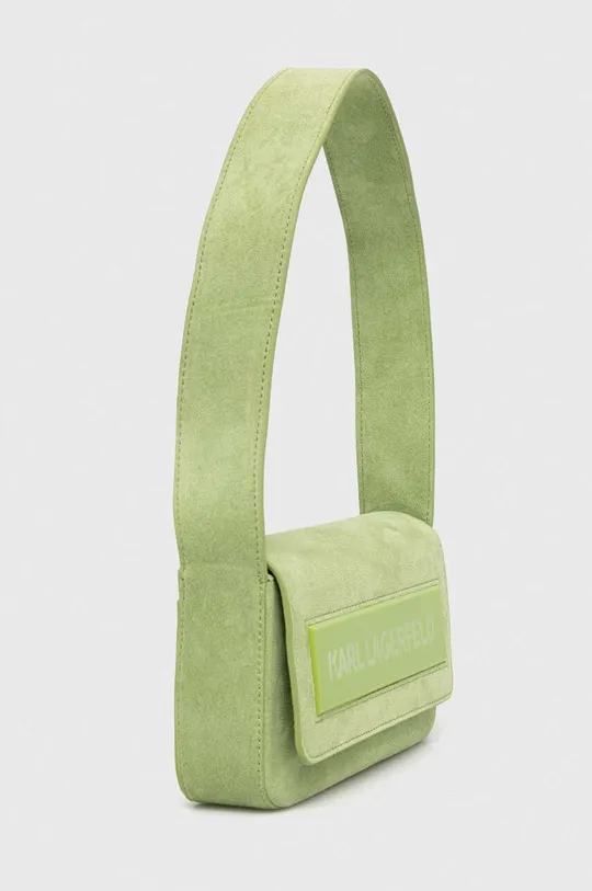 Τσάντα σουέτ Karl Lagerfeld ICON K MD FLAP SHB SUEDE πράσινο
