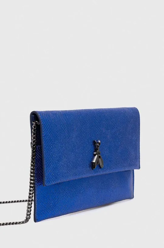 Kožená listová kabelka Patrizia Pepe modrá