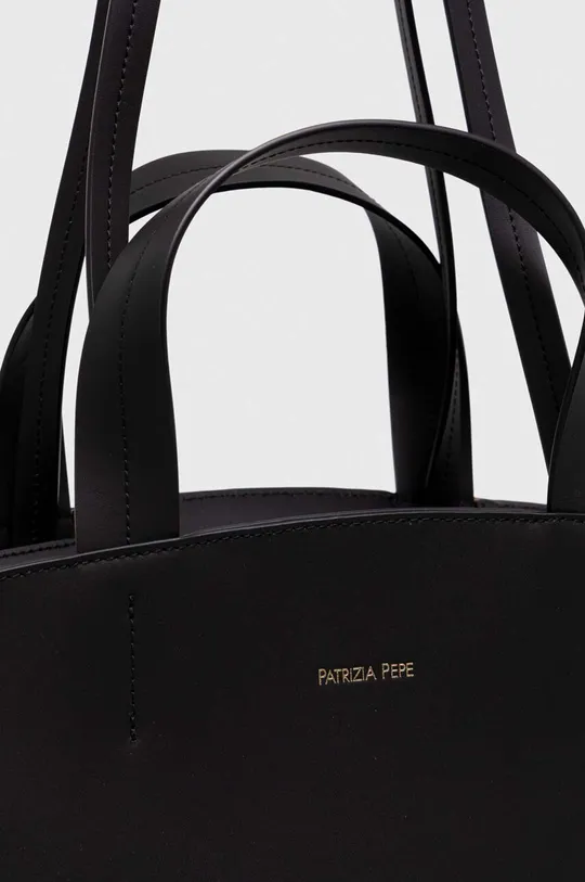 Δερμάτινη τσάντα Patrizia Pepe μαύρο