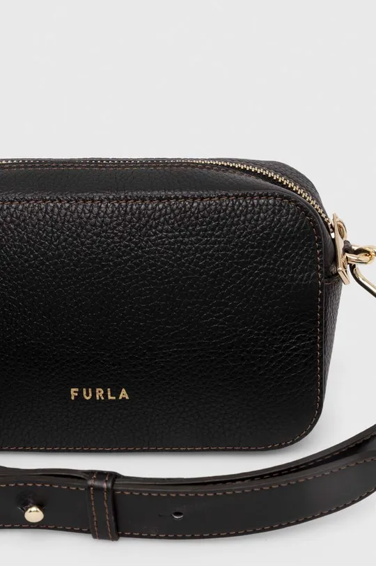 μαύρο Δερμάτινη τσάντα Furla