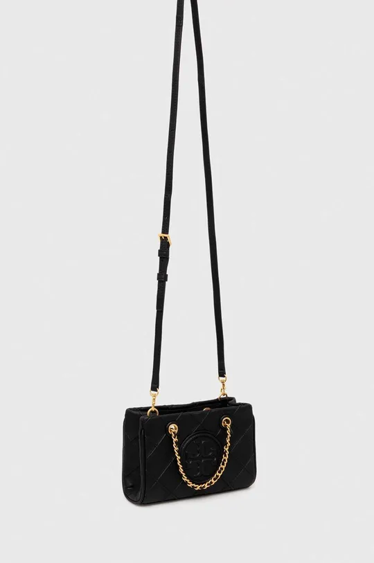 Obojstranná kožená taška Tory Burch Fleming Soft Mini Chain čierna