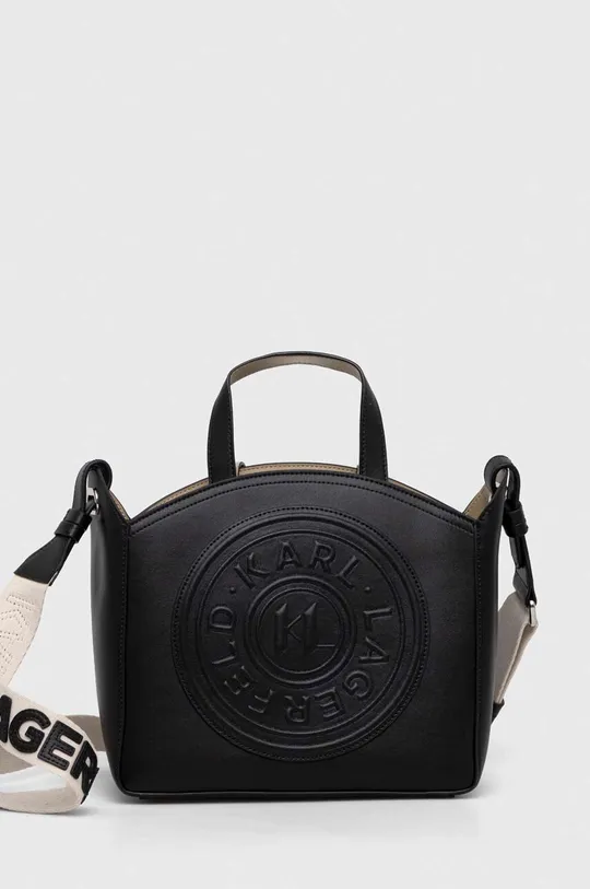 čierna Kožená kabelka Karl Lagerfeld Dámsky