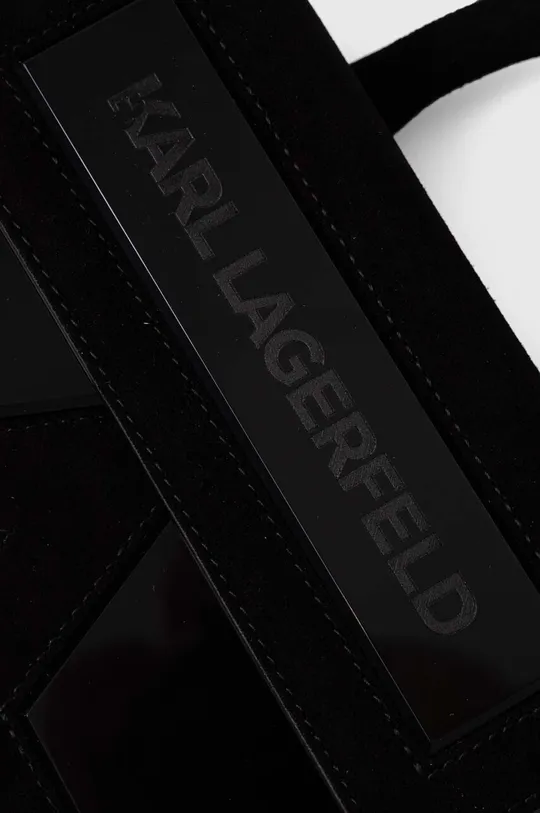 crna Torba od brušene kože Karl Lagerfeld