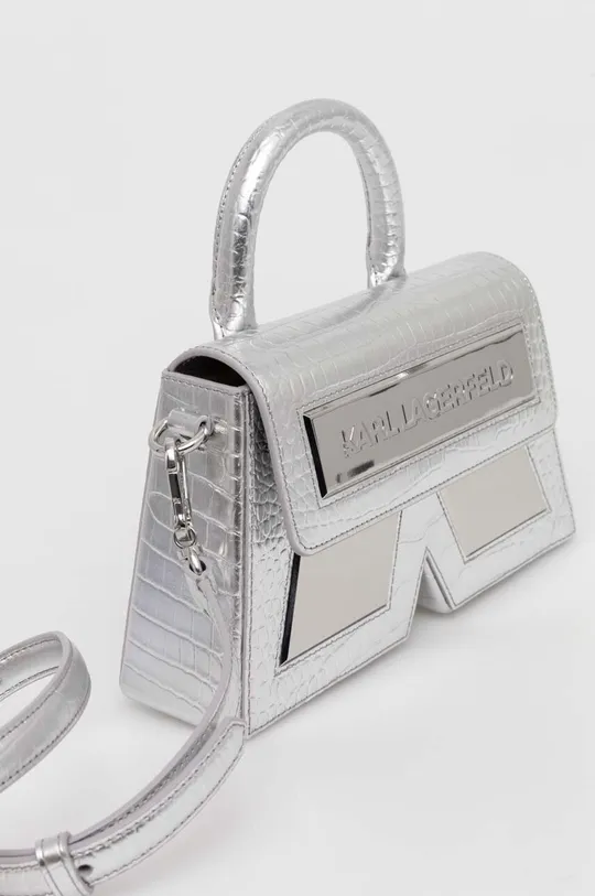 Usnjena torbica Karl Lagerfeld srebrna