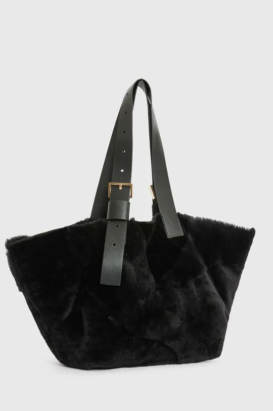 Usnjena torbica AllSaints Anik črna