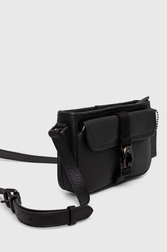 Usnjena torbica za okoli pasu Coach črna