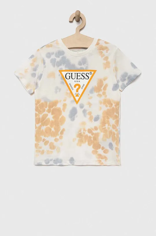 Παιδικό βαμβακερό μπλουζάκι Guess μπεζ
