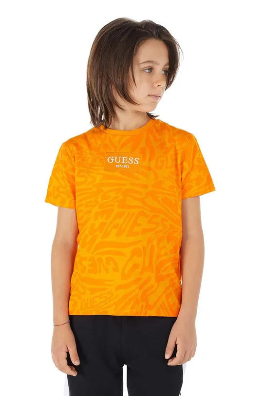 narancssárga Guess gyerek pamut póló Fiú