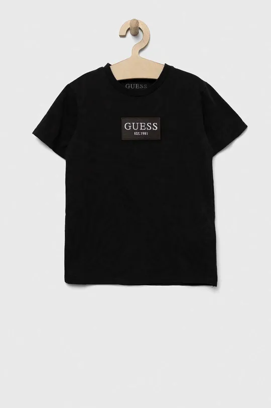 Otroška bombažna kratka majica Guess črna