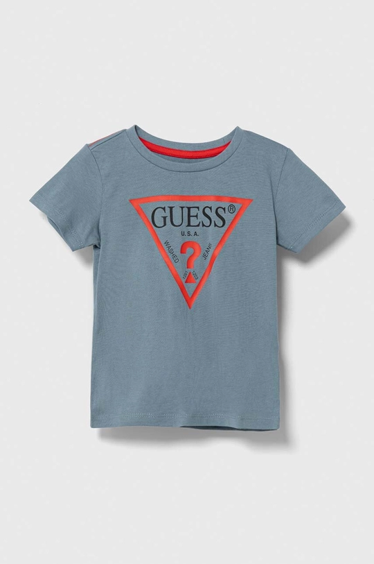 Παιδικό βαμβακερό μπλουζάκι Guess εκτύπωση μπλε N73I55.K8HM0.9BYX