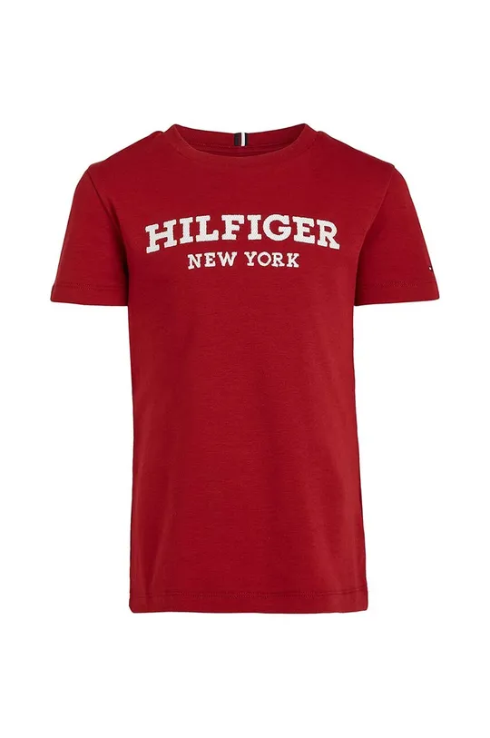 Otroška bombažna kratka majica Tommy Hilfiger bordo