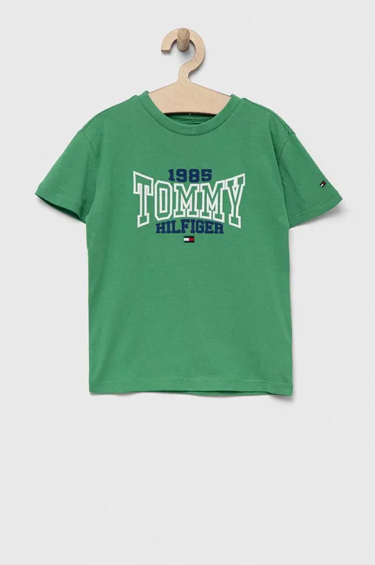zielony Tommy Hilfiger t-shirt bawełniany dziecięcy Chłopięcy
