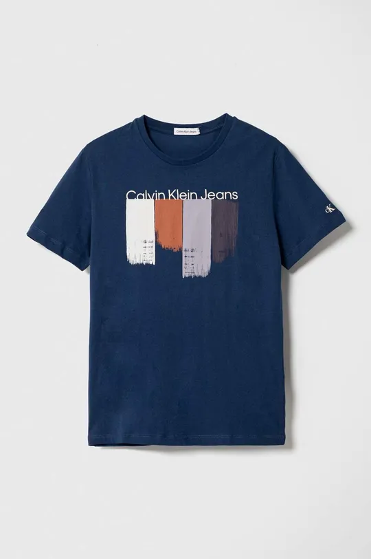 σκούρο μπλε Παιδικό βαμβακερό μπλουζάκι Calvin Klein Jeans Για αγόρια