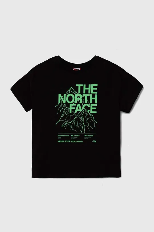 czarny The North Face t-shirt bawełniany dziecięcy B MOUNTAIN LINE S/S TEE Chłopięcy