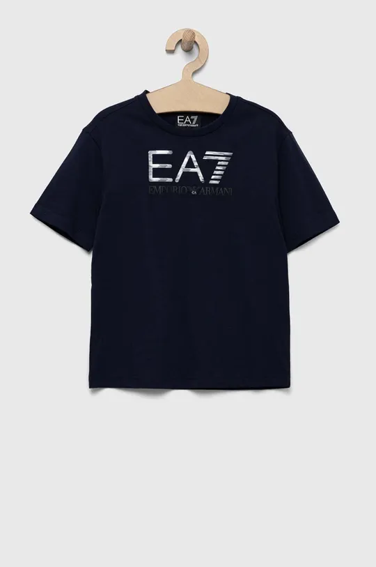 mornarsko modra Otroška bombažna kratka majica EA7 Emporio Armani Fantovski