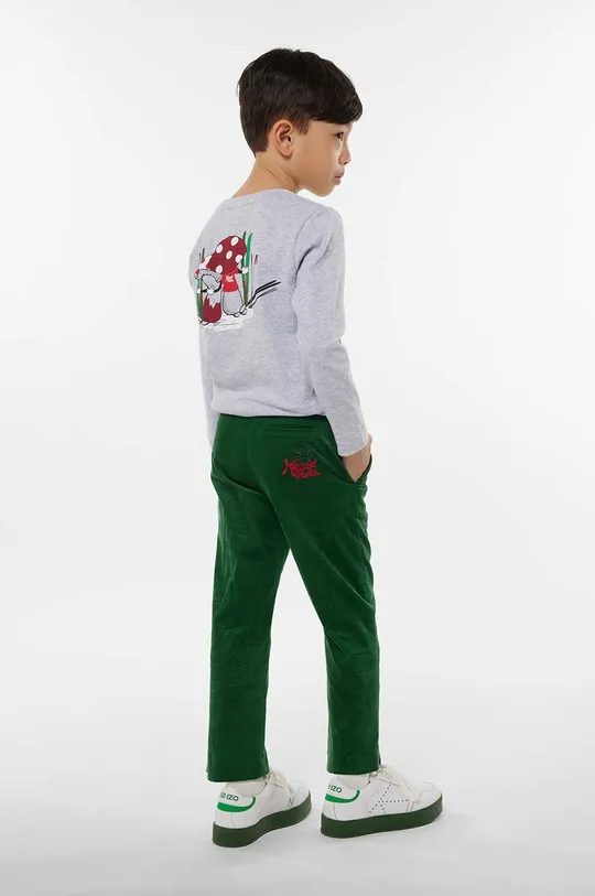 сірий Дитячий бавовняний лонгслів Kenzo Kids Для хлопчиків