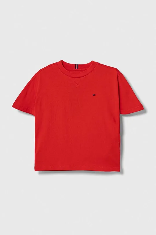 czerwony Tommy Hilfiger t-shirt bawełniany dziecięcy Chłopięcy