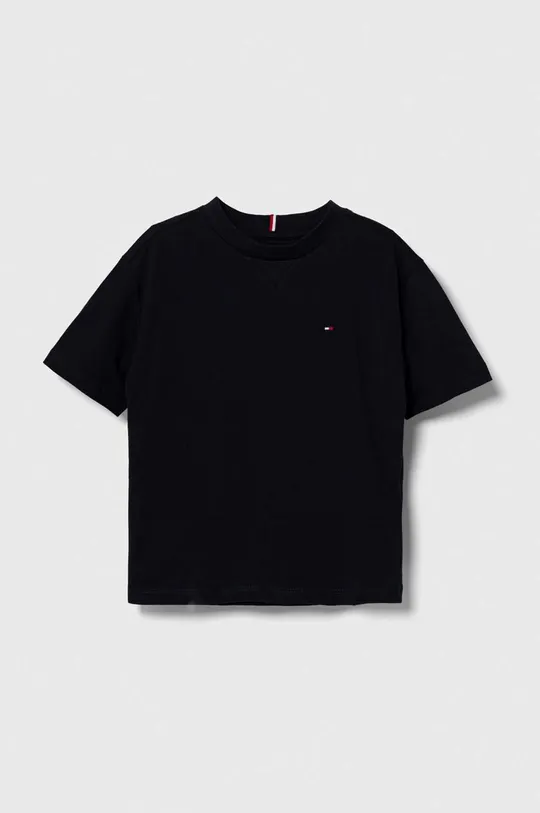 czarny Tommy Hilfiger t-shirt bawełniany dziecięcy Chłopięcy