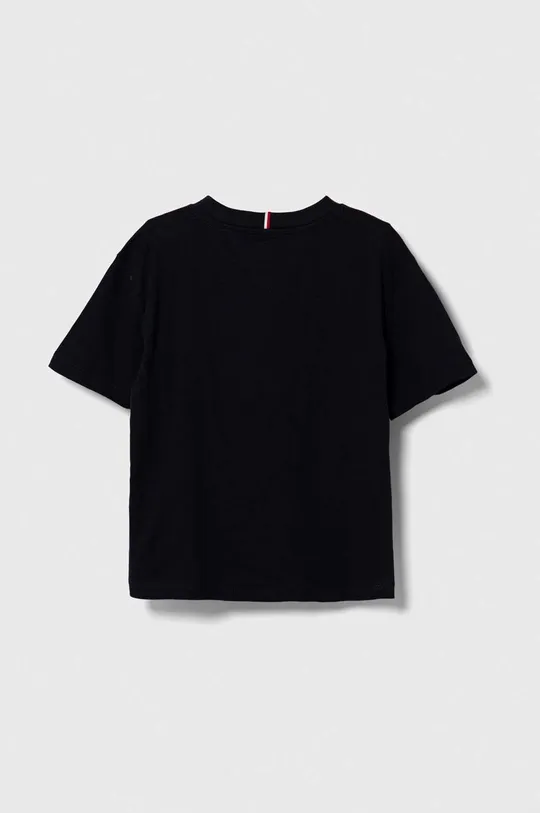 Παιδικό βαμβακερό μπλουζάκι Tommy Hilfiger μαύρο