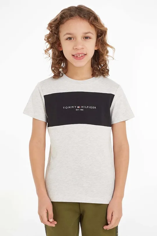 siva Otroška bombažna kratka majica Tommy Hilfiger Fantovski