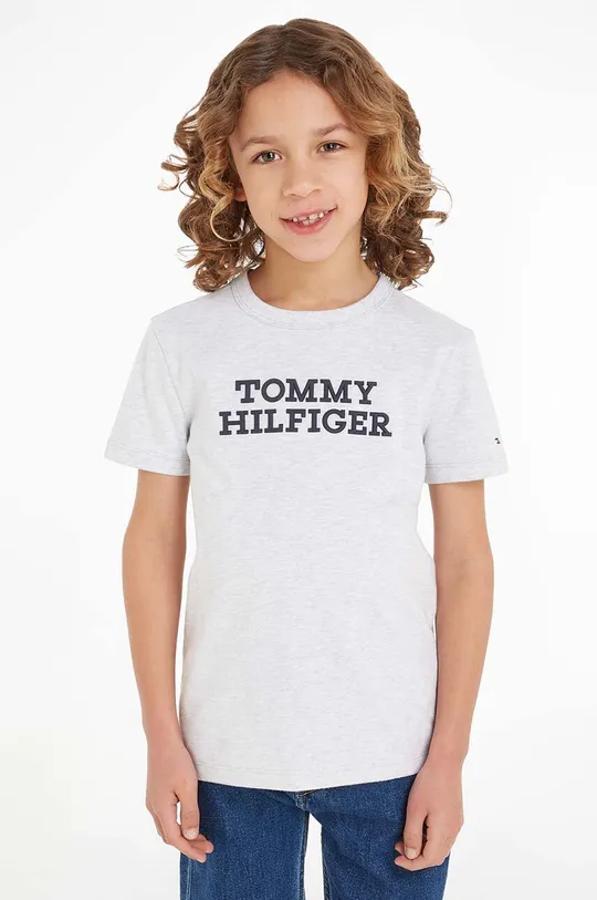 sivá Detské bavlnené tričko Tommy Hilfiger Chlapčenský