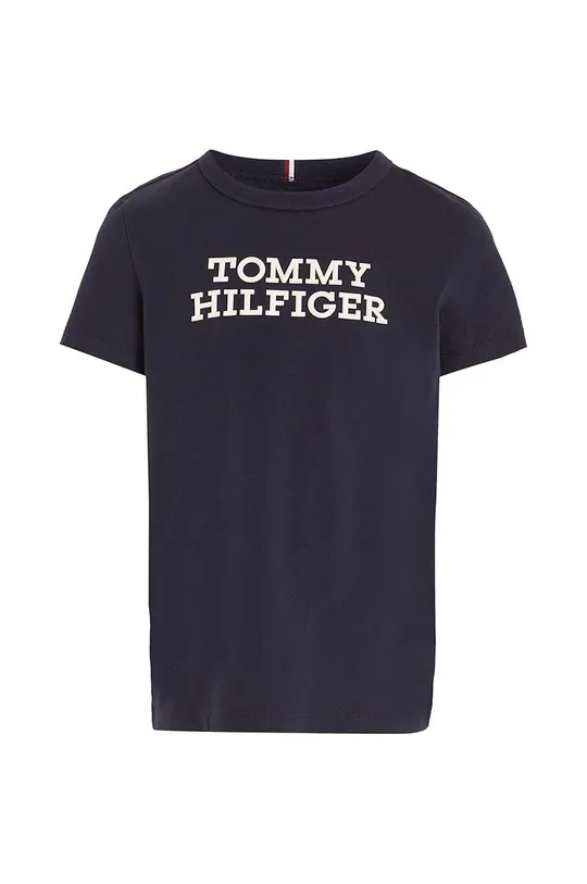 Otroška bombažna kratka majica Tommy Hilfiger mornarsko modra