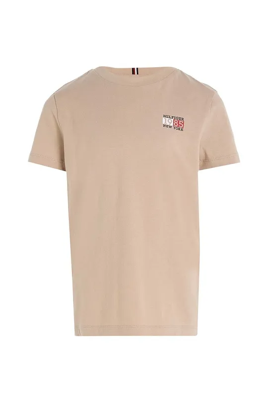 Tommy Hilfiger t-shirt bawełniany dziecięcy brązowy