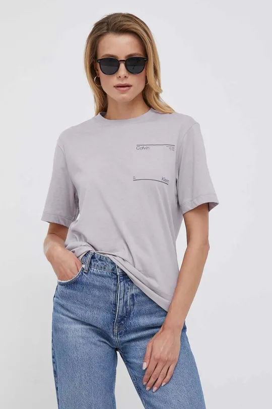 fioletowy Calvin Klein t-shirt bawełniany Damski
