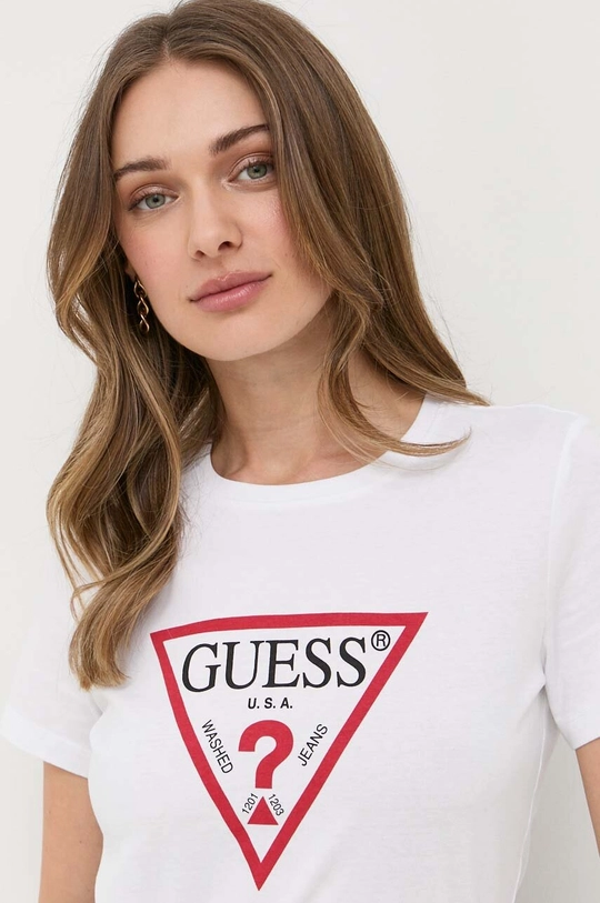 biały Guess t-shirt bawełniany