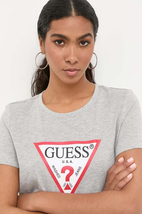 siva Bombažna kratka majica Guess Ženski