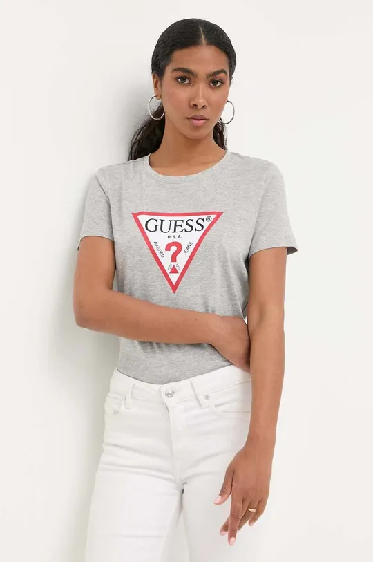 siva Bombažna kratka majica Guess