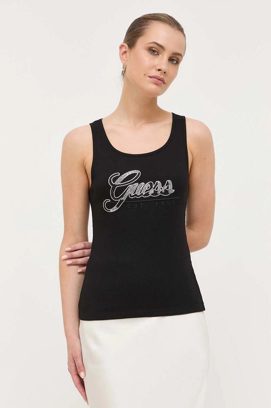 czarny Guess top bawełniany Damski