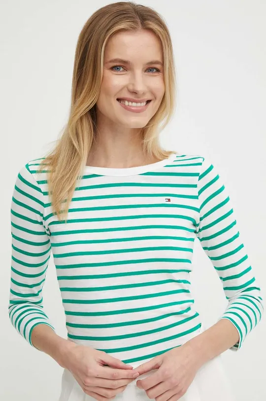 πράσινο Βαμβακερή μπλούζα με μακριά μανίκια Tommy Hilfiger Γυναικεία