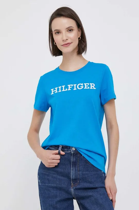 plava Pamučna majica Tommy Hilfiger Ženski