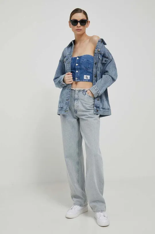 Džínsový top Calvin Klein Jeans tmavomodrá
