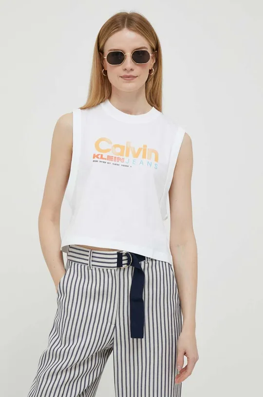Хлопковый топ Calvin Klein Jeans белый