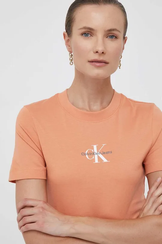 πορτοκαλί Βαμβακερό μπλουζάκι Calvin Klein Jeans Γυναικεία