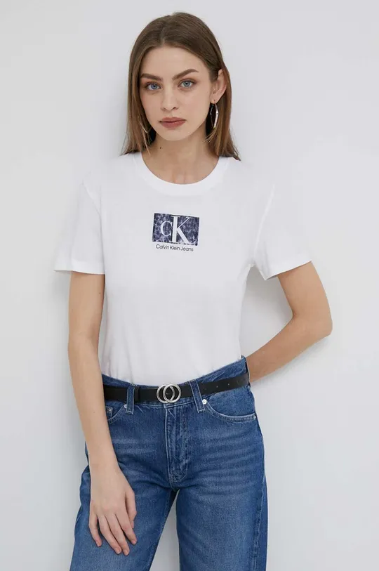fehér Calvin Klein Jeans pamut póló Női