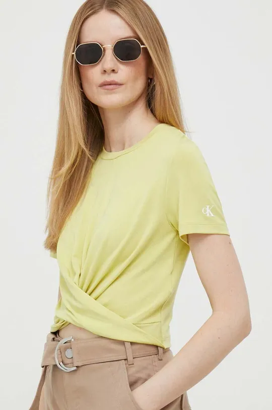 rumena Kratka majica Calvin Klein Jeans Ženski