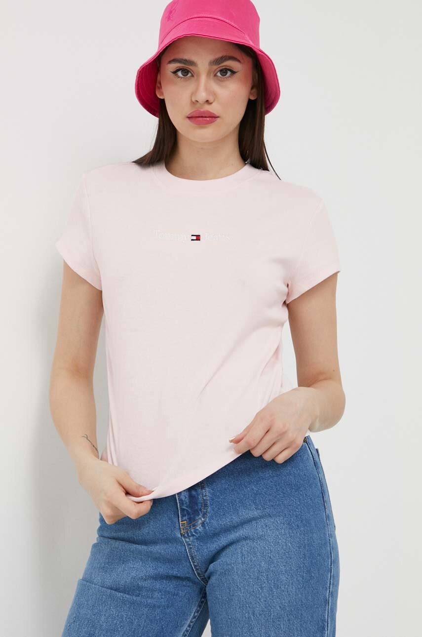 różowy Tommy Jeans t-shirt