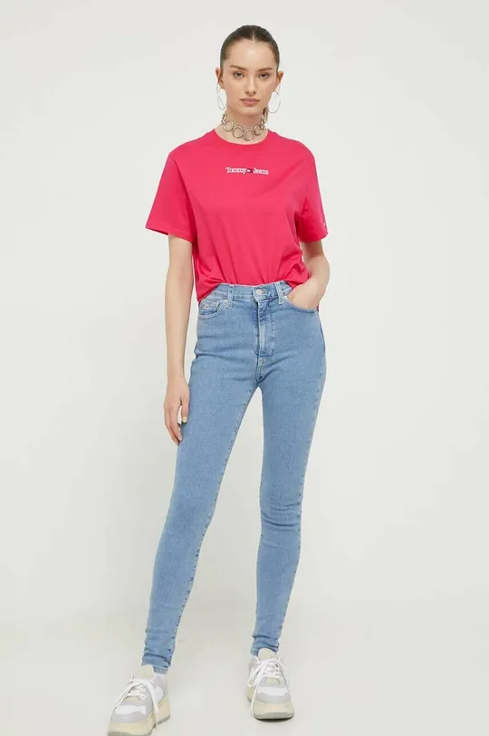 Tommy Jeans t-shirt bawełniany różowy