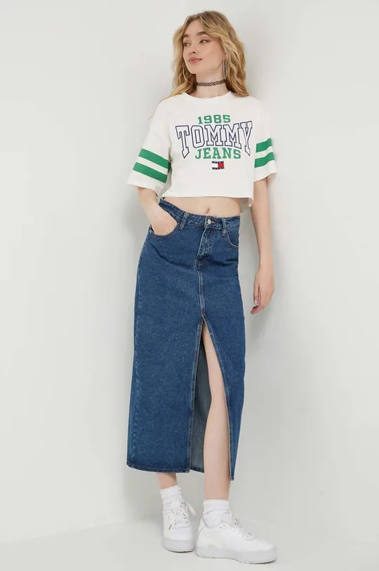 Tommy Jeans t-shirt bawełniany beżowy