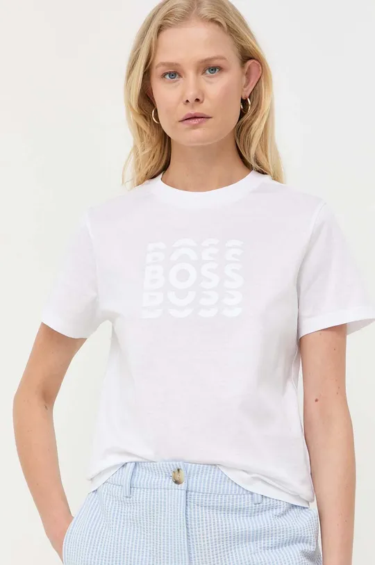 білий Бавовняна футболка BOSS