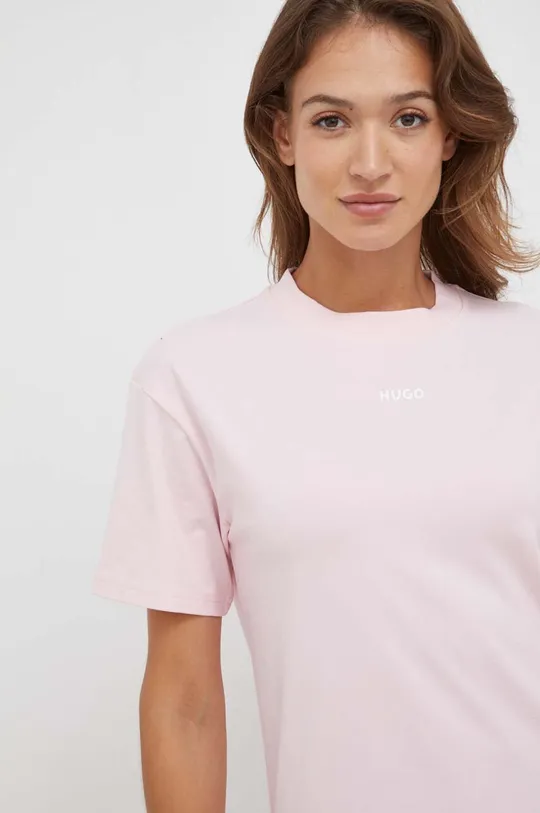 różowy HUGO t-shirt lounge Damski