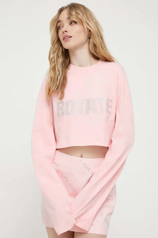 ροζ Βαμβακερή μπλούζα με μακριά μανίκια Rotate