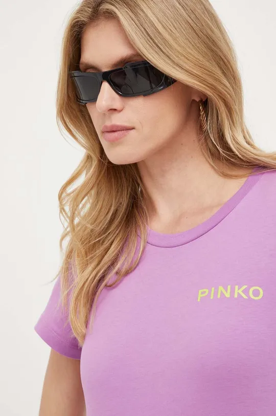 fialová Bavlnené tričko Pinko