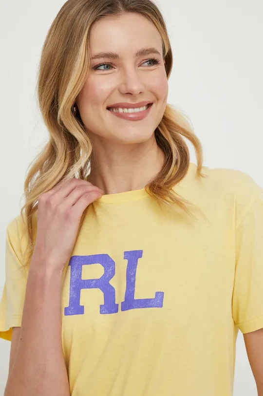 rumena Bombažna kratka majica Polo Ralph Lauren Ženski