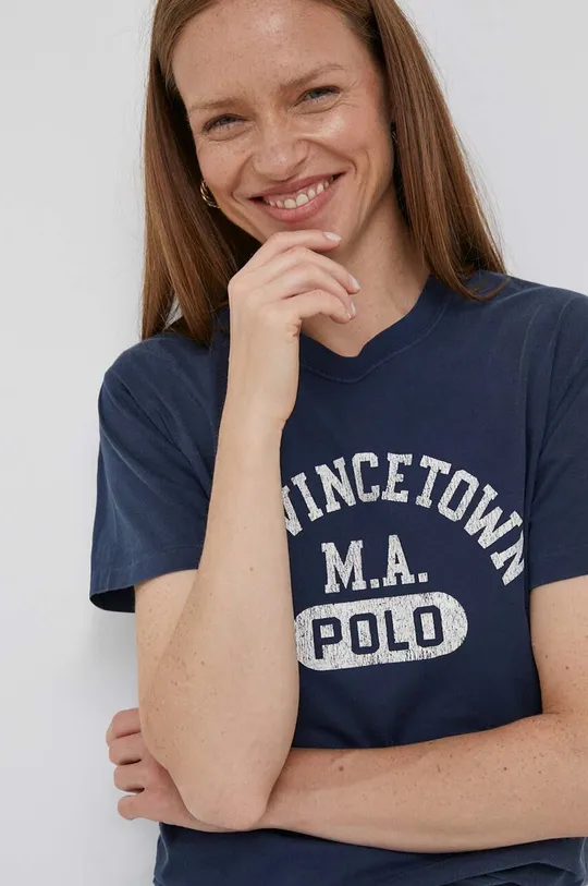 tmavomodrá Bavlnené tričko Polo Ralph Lauren Dámsky